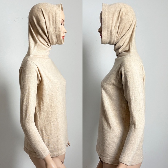 Bonnie Cashin Sweater Funnel Neck Cowl Cashmere Oatmeal Wool Vintage 1970s Rare - Picture 10 of 12